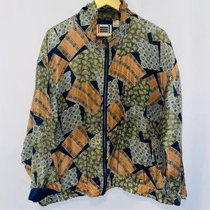 Vintage 1980’s EVR Silk Printed Bomber Printed Jacket Size XL